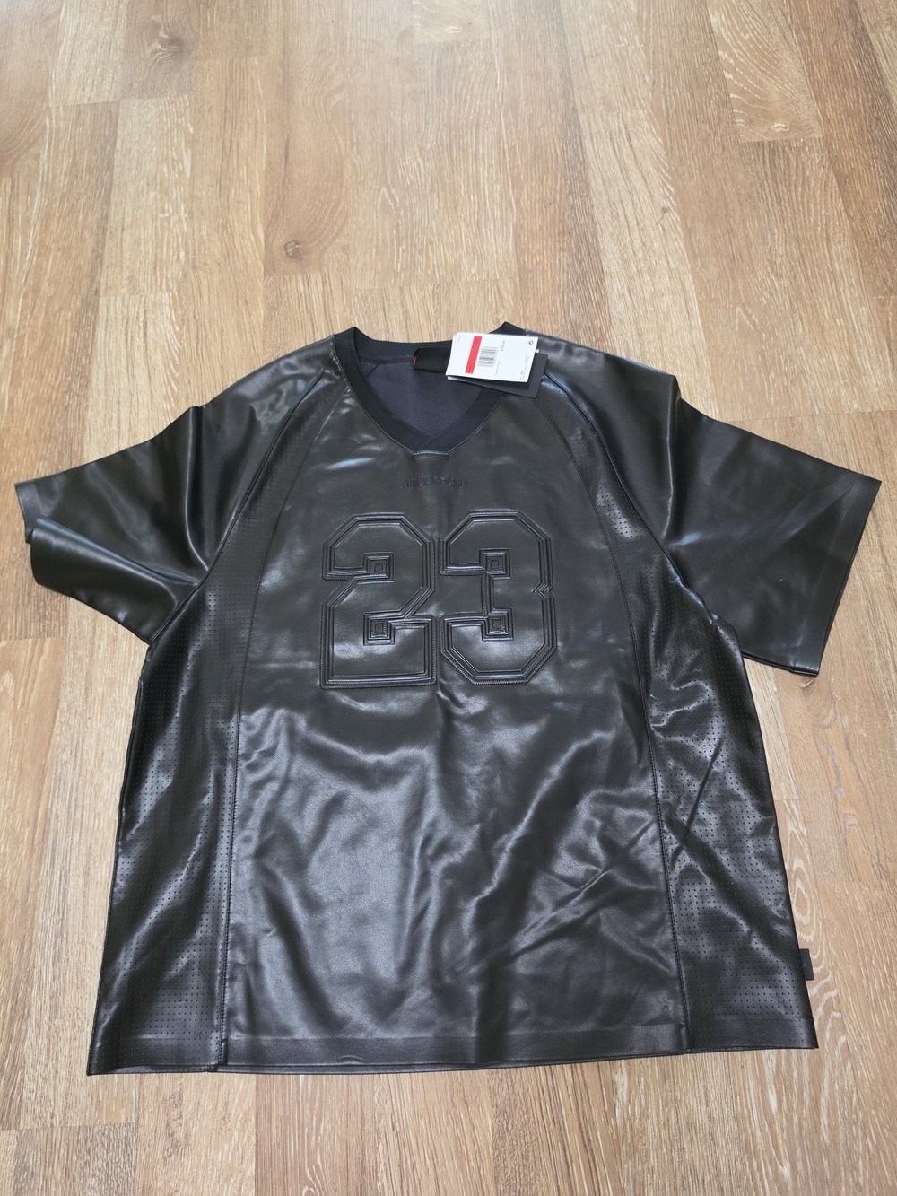 Nike Air Jordan 23 Vegan Leather Black Jersey Shirt Mens SZ "L" Tall HV1856-010